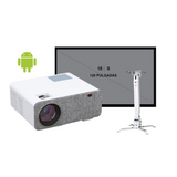Combo proyector SD500 FULL HD ANDROID + Ecran gris 120 pulgadas + Rack