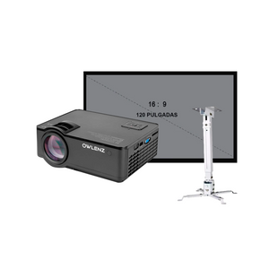 Combo proyector HD SD150 + Ecran gris + Rack